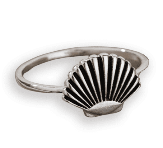 Anillo Concha Para Mujeres En Forma De Concha De Vieira Plateada