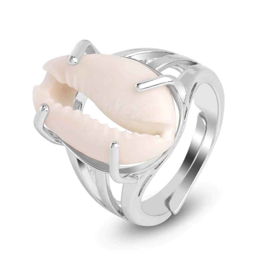 Anillo Concha Caracol Engastado (Plateado)