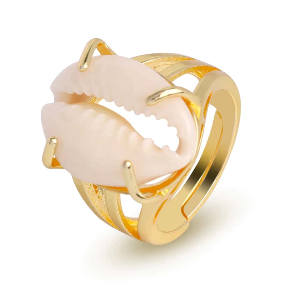 Anillo Concha Caracol Engastado (Dorado)