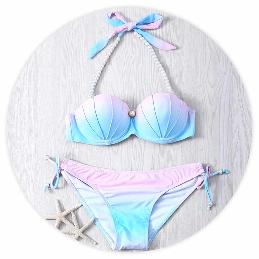 Bañador Conchas Bikini Sirena Pastel