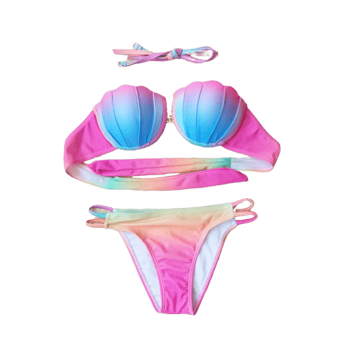 Bañador Conchas Bikini Sirena Rosa Pastel