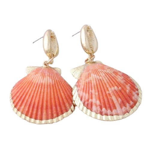 Pendientes Conchas Pecten Rojo