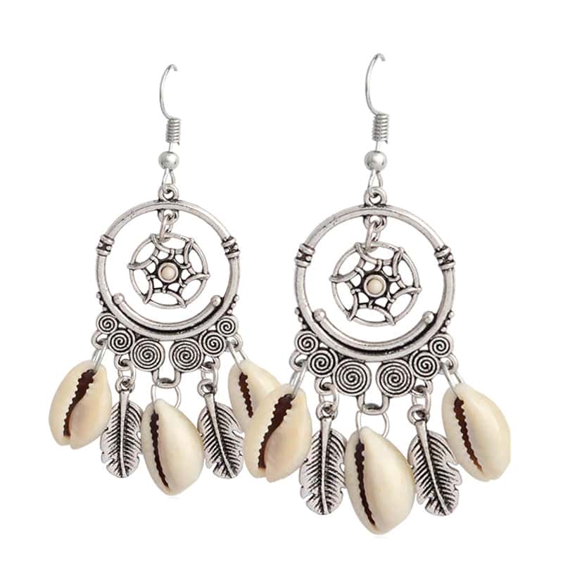 Pendientes Conchas Caracoles Y Plumas