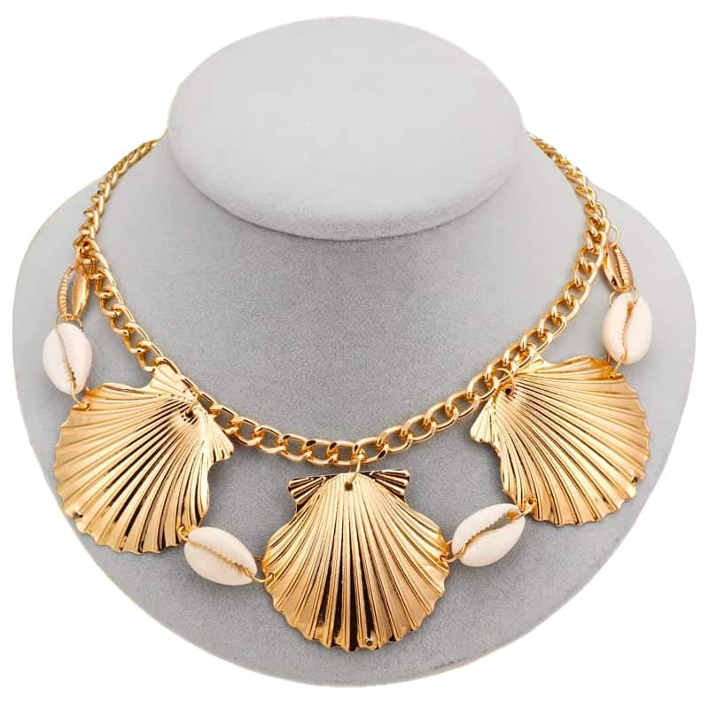 Collar De Conchas Cauri Blancos Y Vieiras