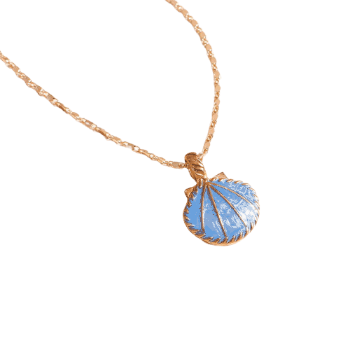 Collares Pegados Al Cuello Concha De Esmalte Azul (Gargantilla)