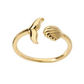 Anillo Concha Y Cola De Sirena Dorada