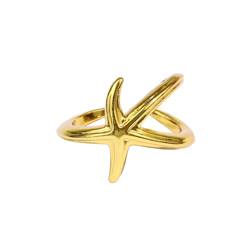 Anillo Concha Estrella De Mar Dorada