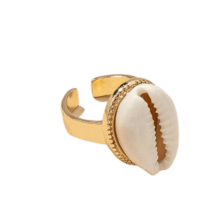 Anillo Concha Caracol Blanco (Dorado)