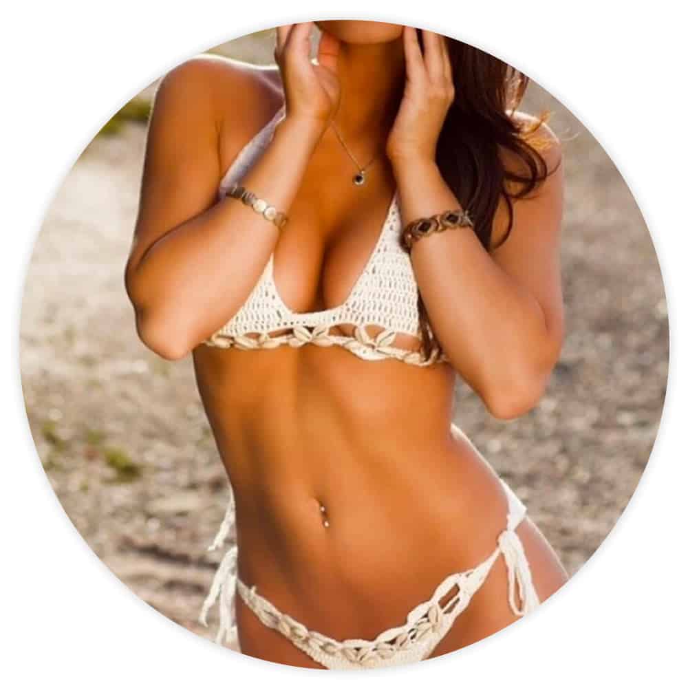 Bañador Conchas Bikini Ganchillo Blanco