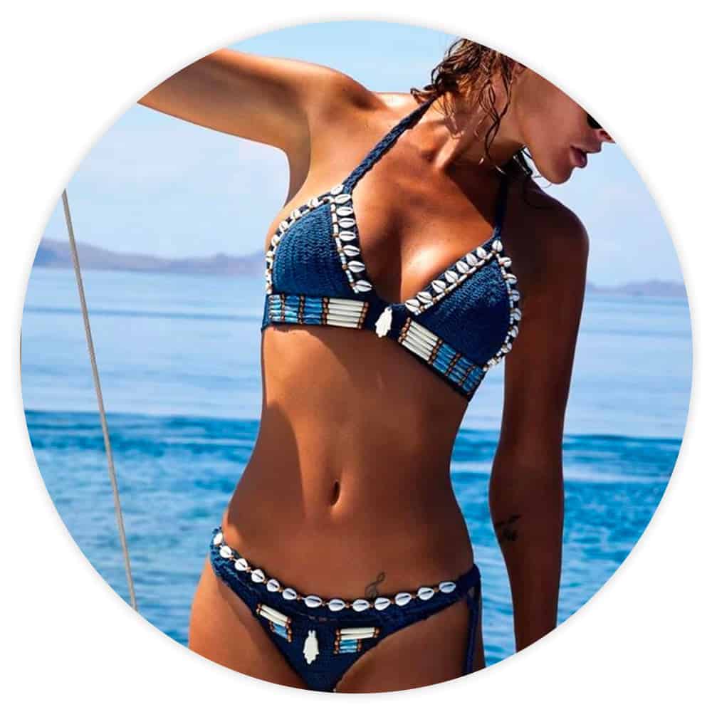 Bañador Conchas Bikini Y Ganchillo