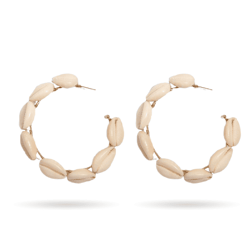 Pendientes Conchas Aros De Caracola Blanca