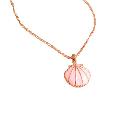 Collares Pegados Al Cuello Concha De Esmalte Rosa (Gargantilla)