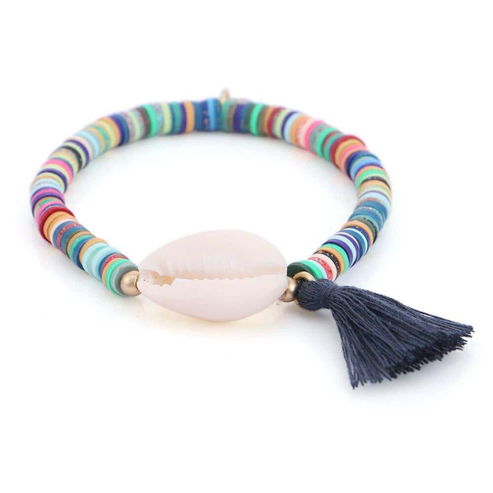 Pulsera Conchas Caracola Y Perlas Heishi