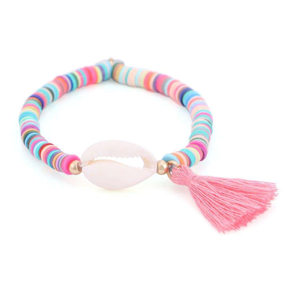 Pulsera Conchas Surfero Caracola Rosa