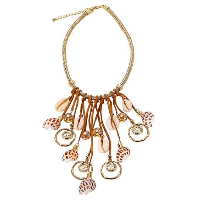 Collar De Conchas Cauri Y Bulots Leopardo