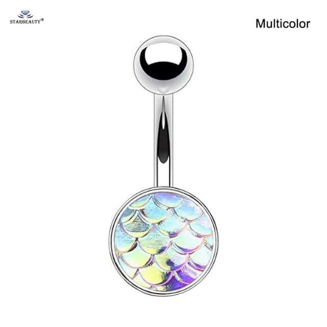 Piercing Ombligo Concha Escamas De Sirena (Multicolor)