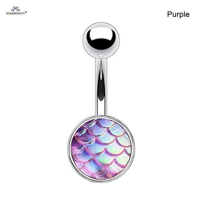 Piercing Ombligo Concha Escamas De Sirena (Violeta)