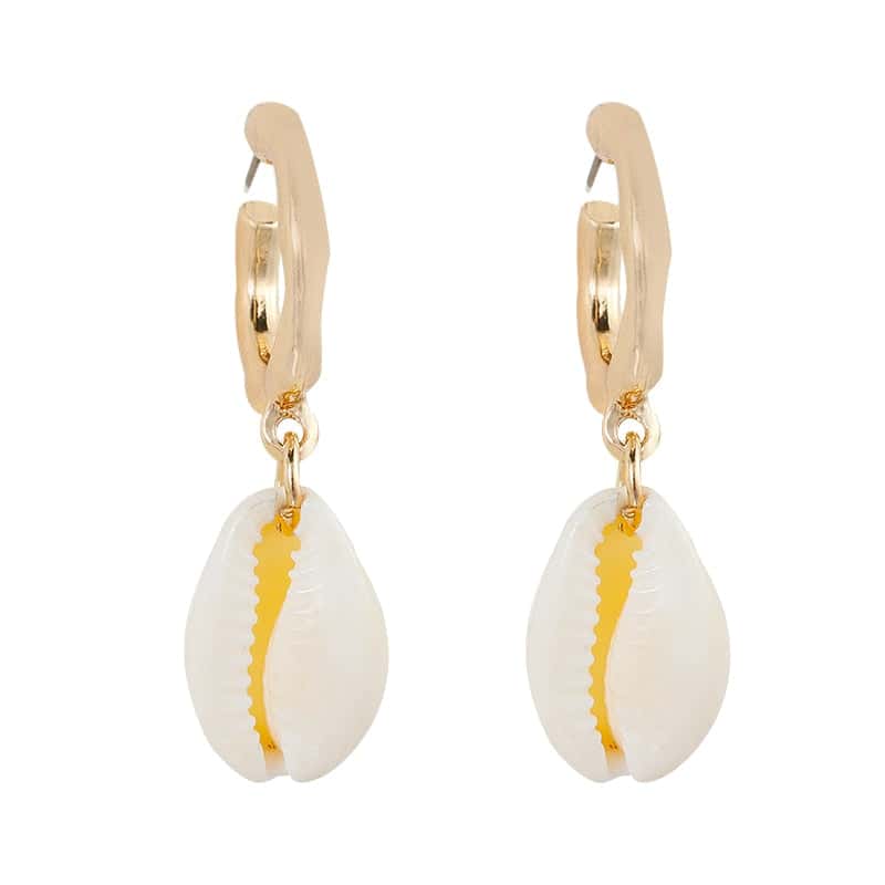 Pendientes Conchas Cauri Blanco