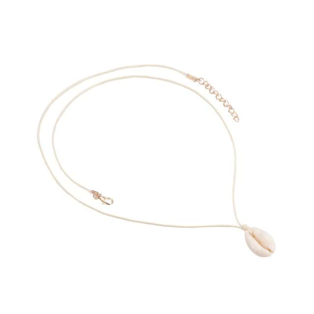 Collar De Conchas Cauri Con Cordón Blanco