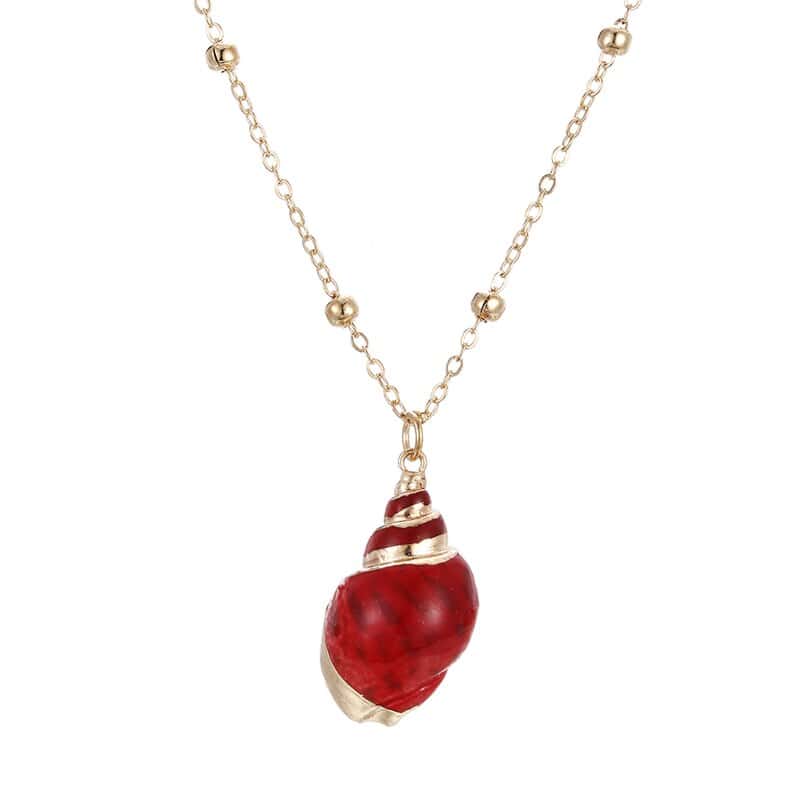 Colgante Concha Caracol Rojo