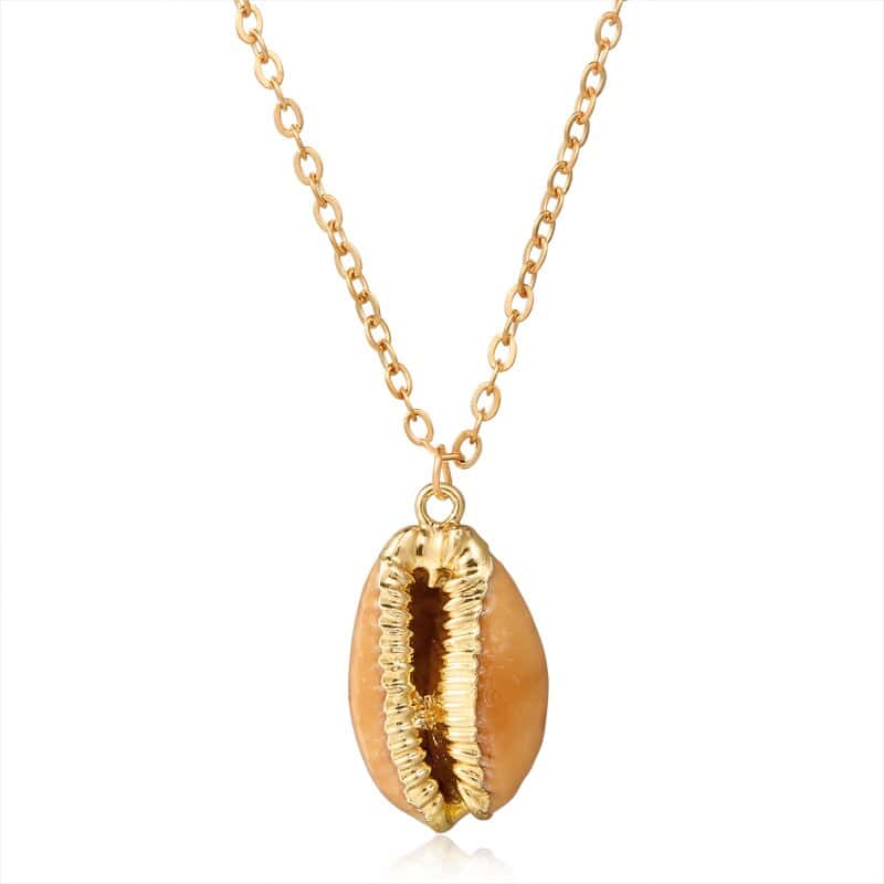 Colgante Concha Grano De Café Dorado