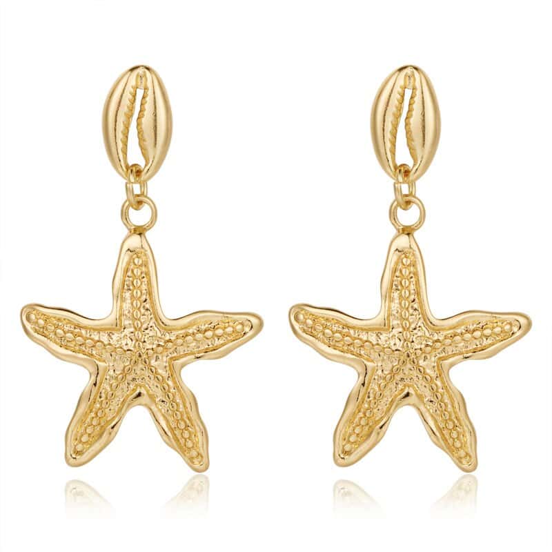 Pendientes Conchas Cauri Y Estrella De Mar