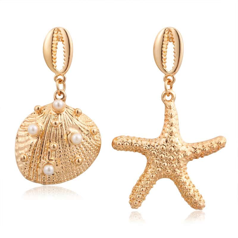 Pendientes Conchas Concha Y Estrella De Mar Desparejadas