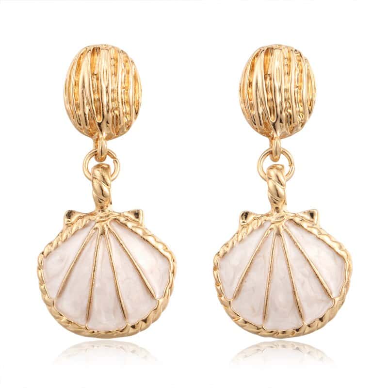 Pendientes Conchas Concha De Vieira Dorada