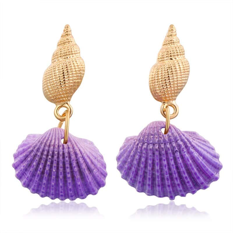 Pendientes Conchas Bucardas Violetas