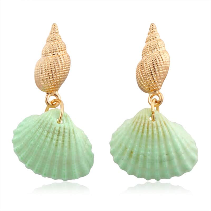 Pendientes Conchas Bucardas Verdes