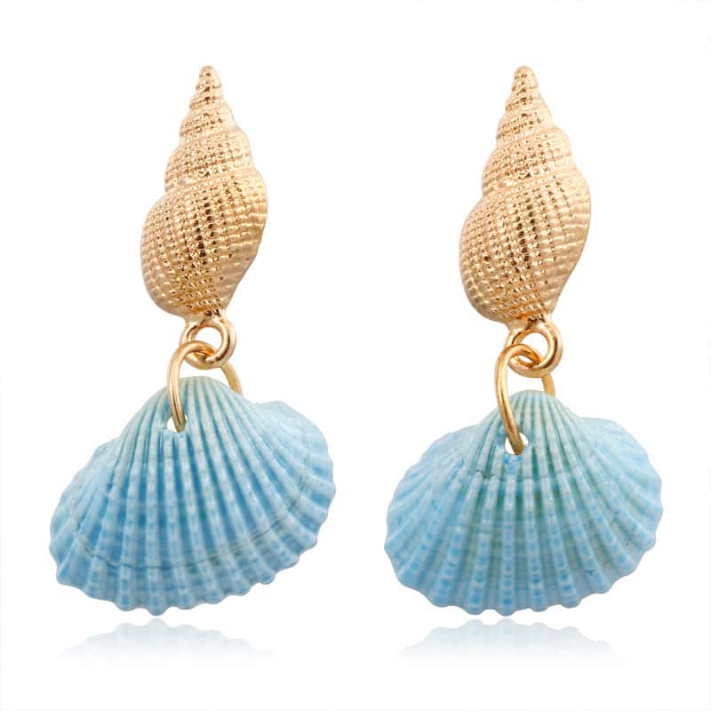 Pendientes Conchas Bucardas Azules