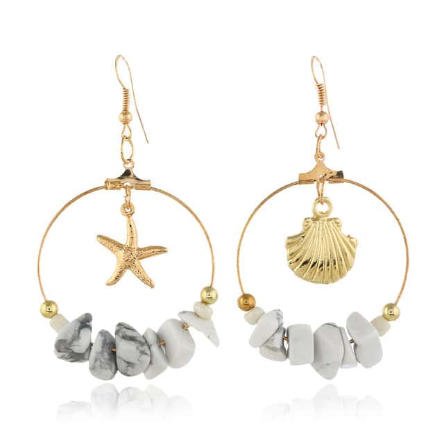 Pendientes Conchas Aros De Concha Y Estrella De Mar
