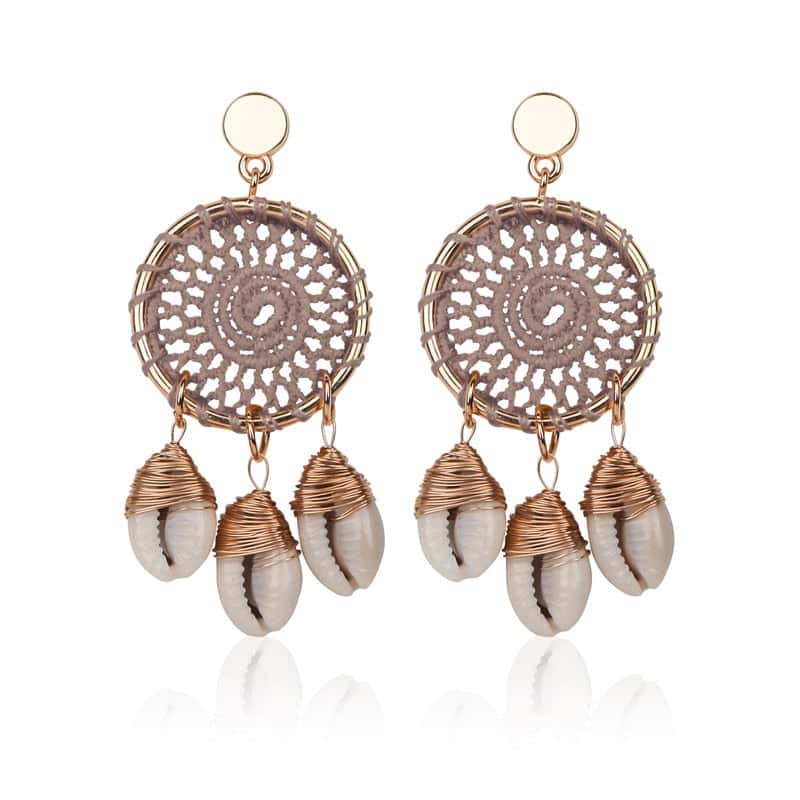 Pendientes Conchas Atrapasueños Gris