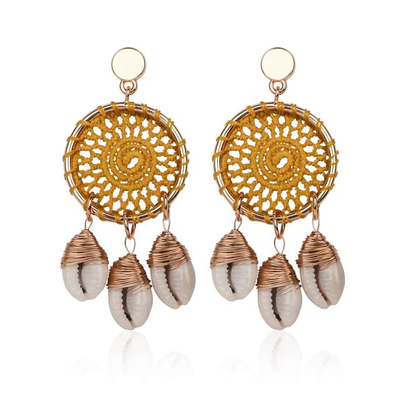 Pendientes Conchas Atrapasueños Café