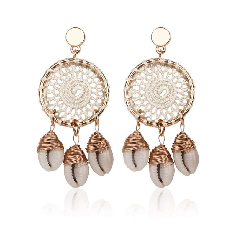 Pendientes Conchas Atrapasueños Blanco