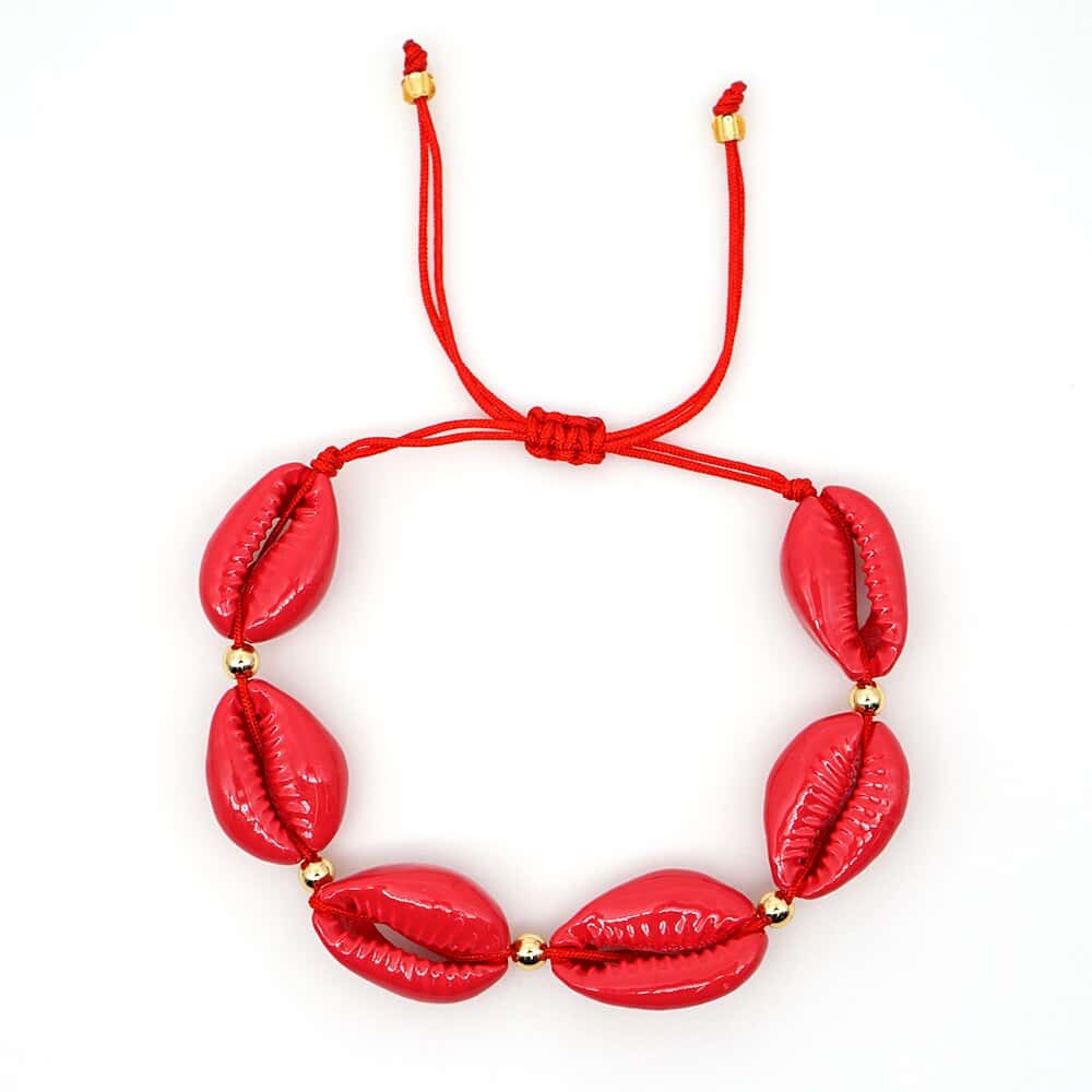 Pulsera Conchas Caracola Roja