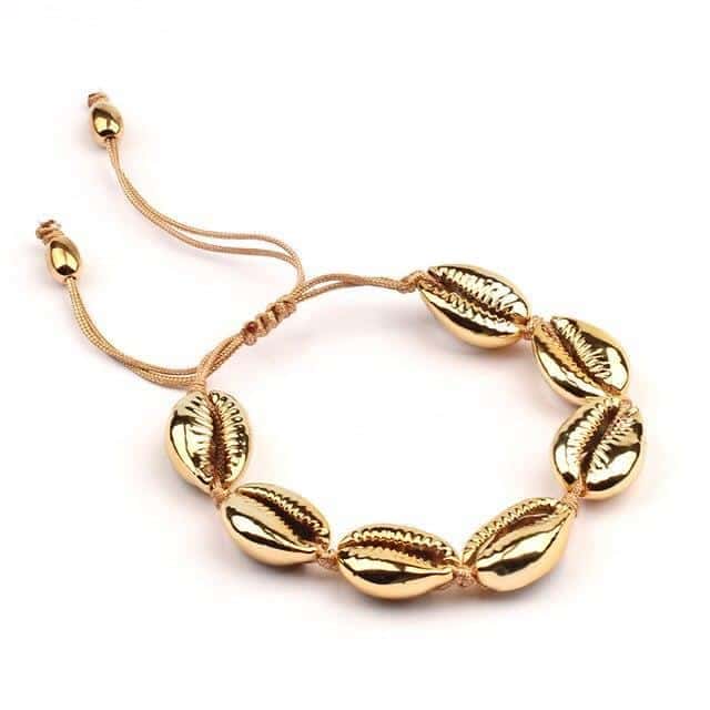 Pulsera Conchas Cauri Dorado