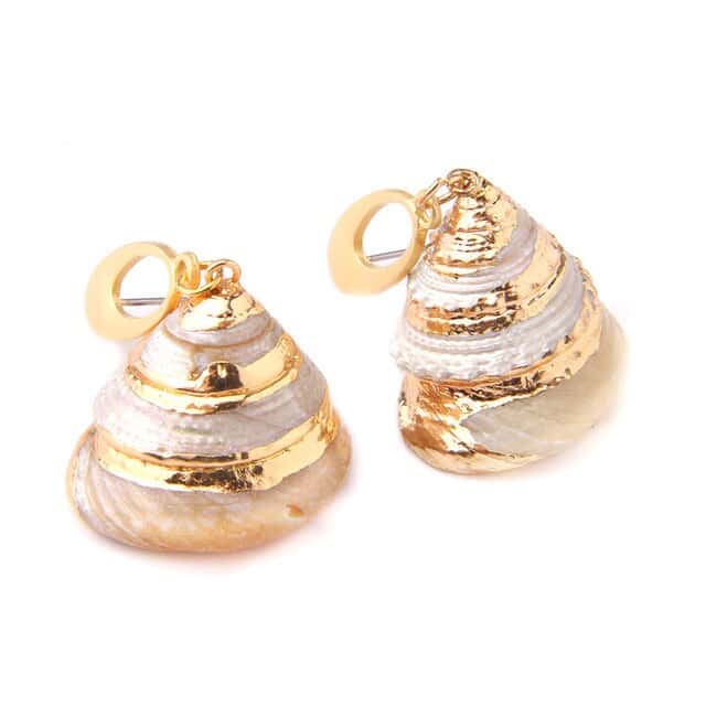 Pendientes Conchas Trochus Blanco