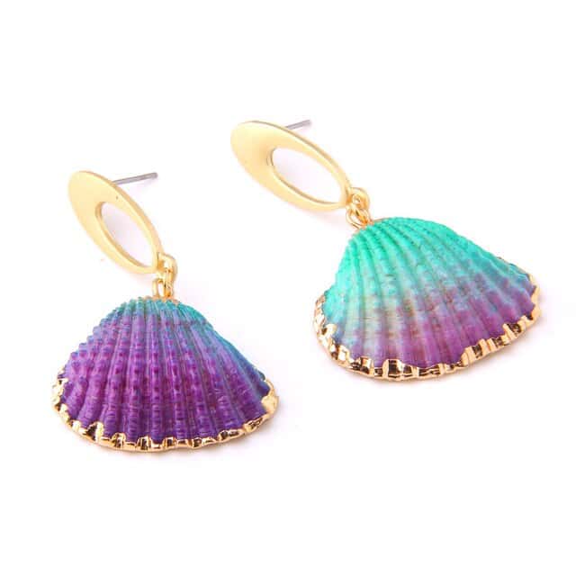 Pendientes Conchas Bucardes Arcoíris