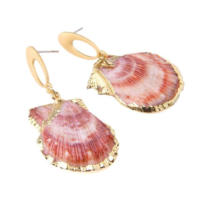 Pendientes Conchas Pecten Rojo