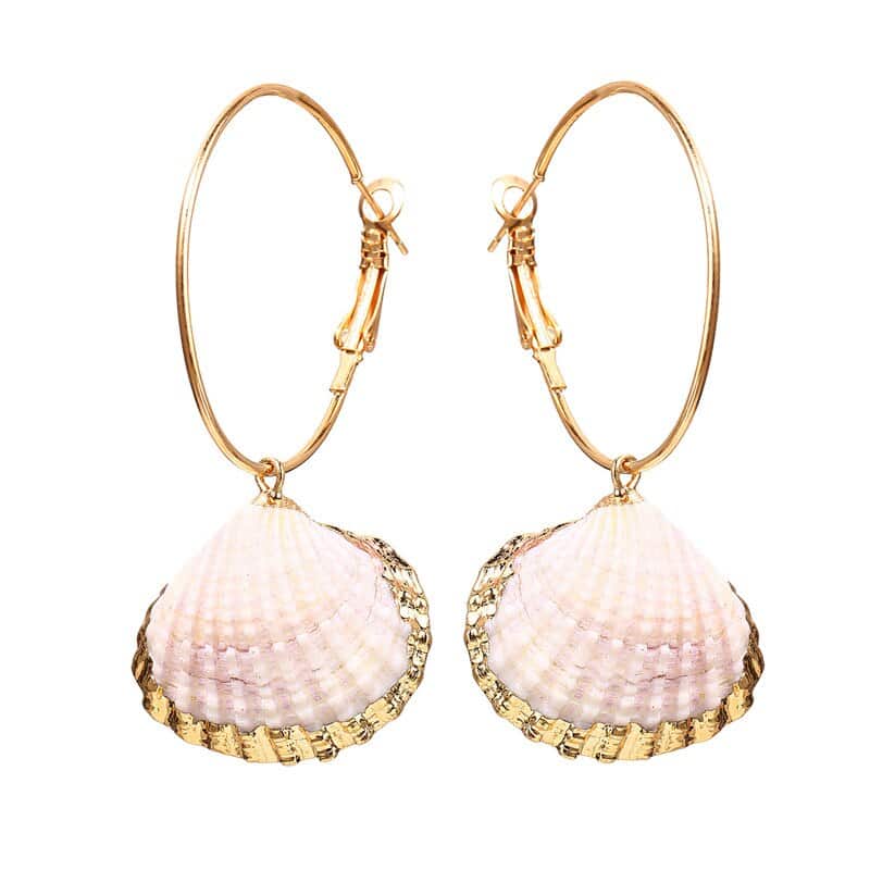 Pendientes Conchas Pequeños Aros De Caracol Bucarde (Dorados)