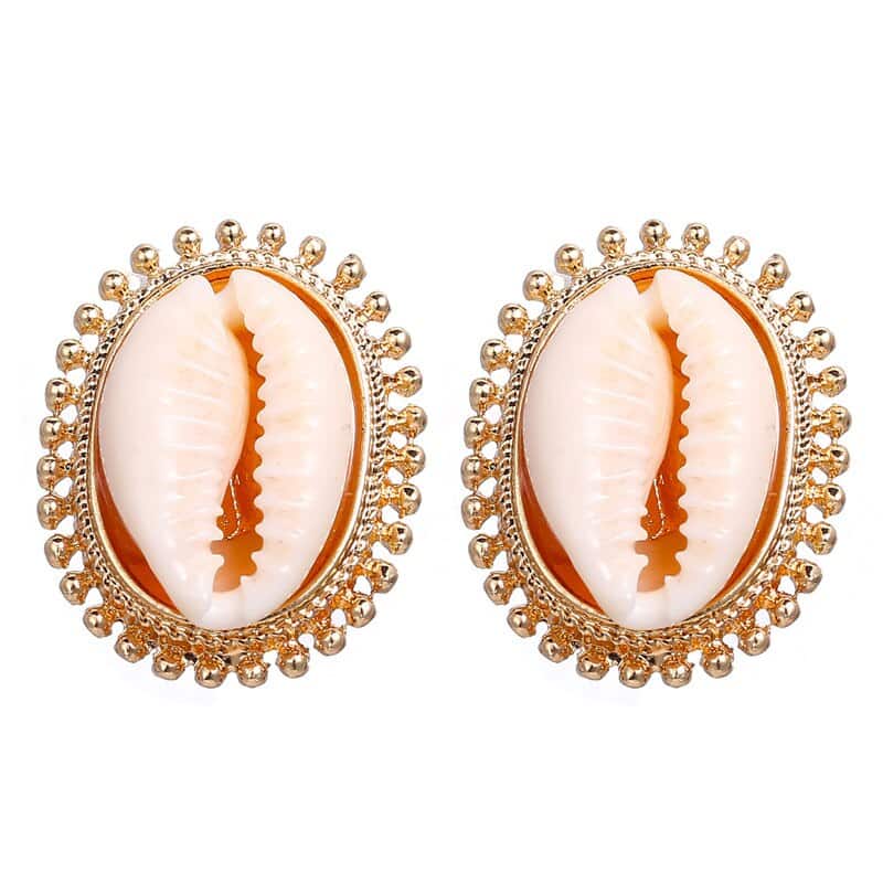 Pendientes Conchas Caracola Engastada (Doradas)