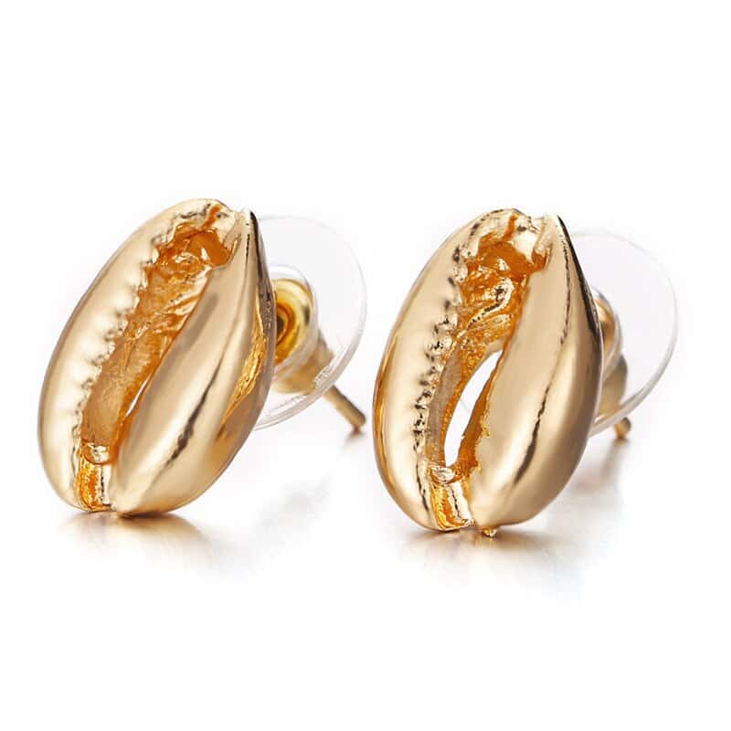 Pendientes Conchas Caracol Dorado