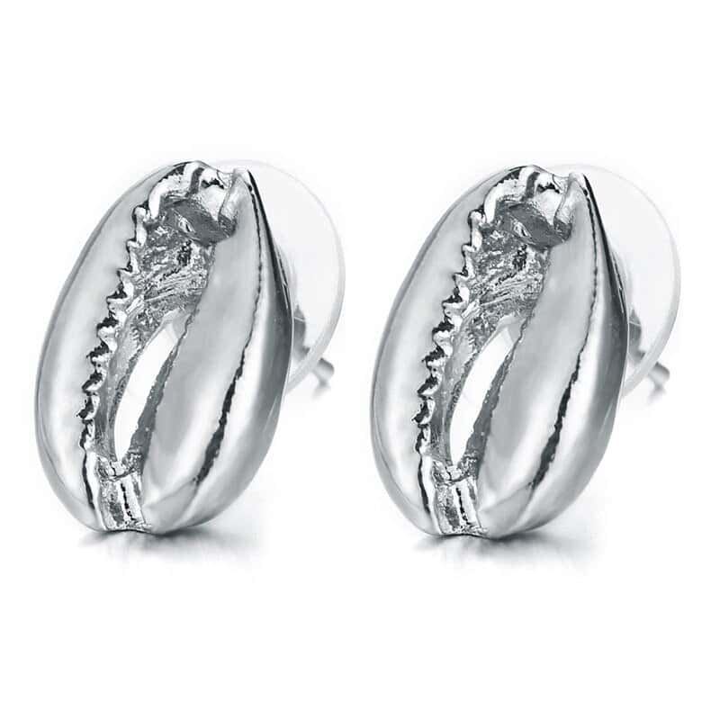 Pendientes Conchas Caracola Plateada