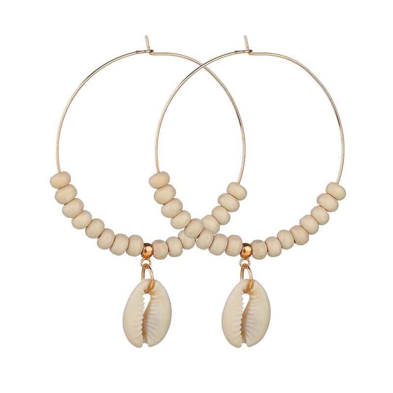 Pendientes Conchas Aros Con Caracola Y Perlas