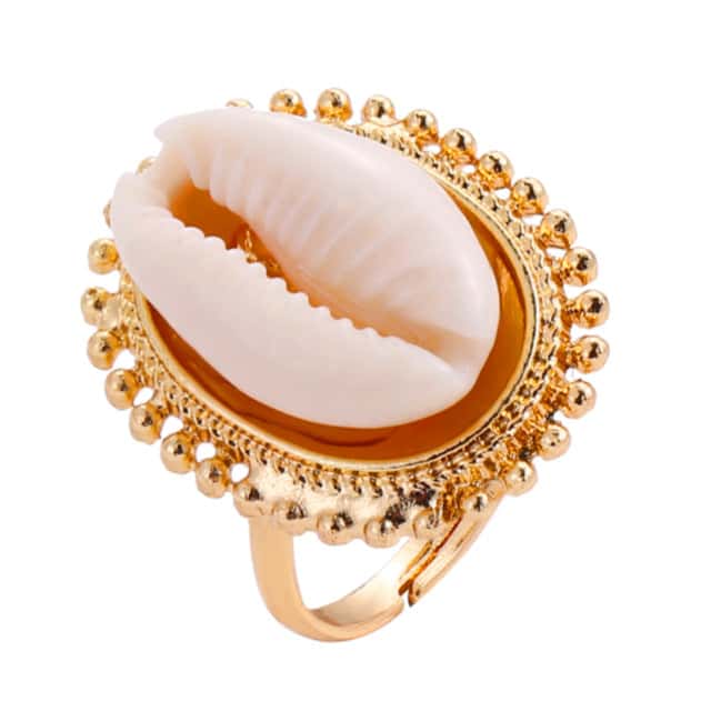 Anillo Concha Caracola Engastada (Dorada)
