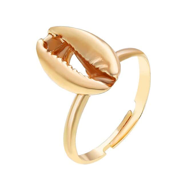 Anillo Concha Grano De Café Dorado