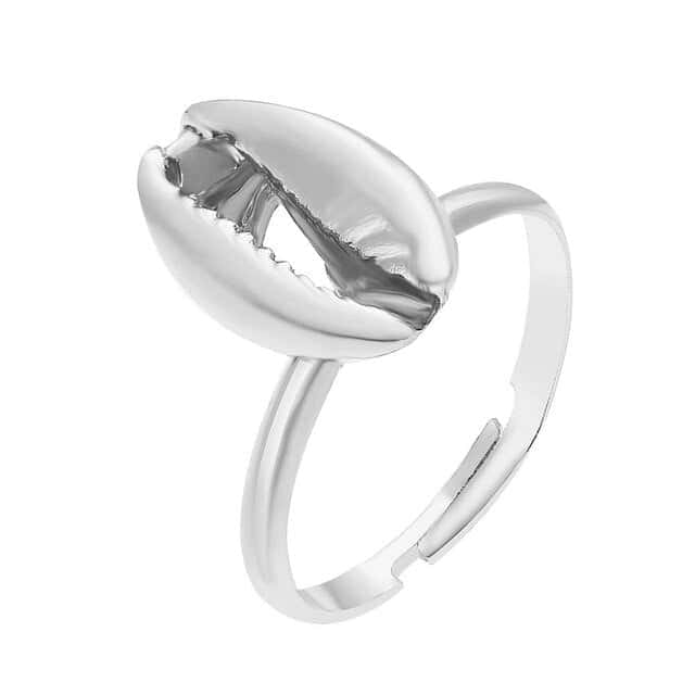 Anillo Concha Grano De Café Plateado
