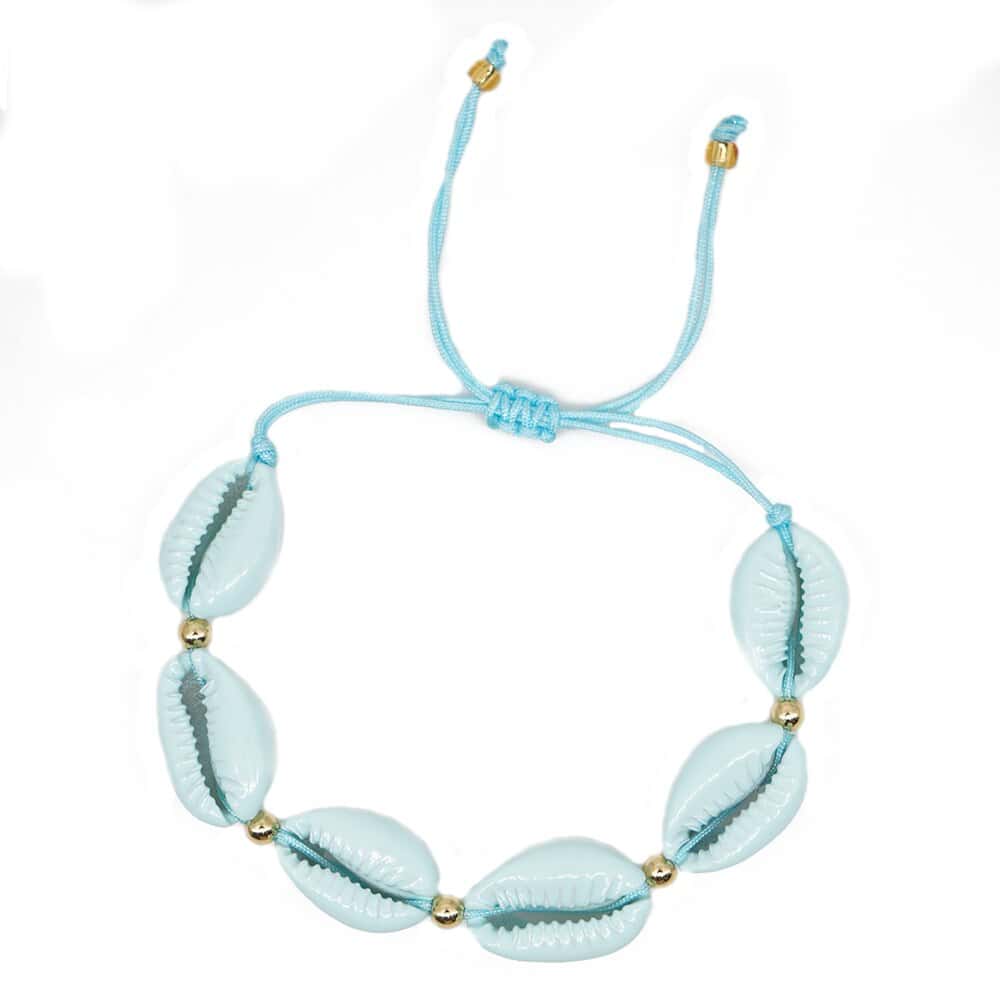 Pulsera Conchas Caracola Azul Pastel