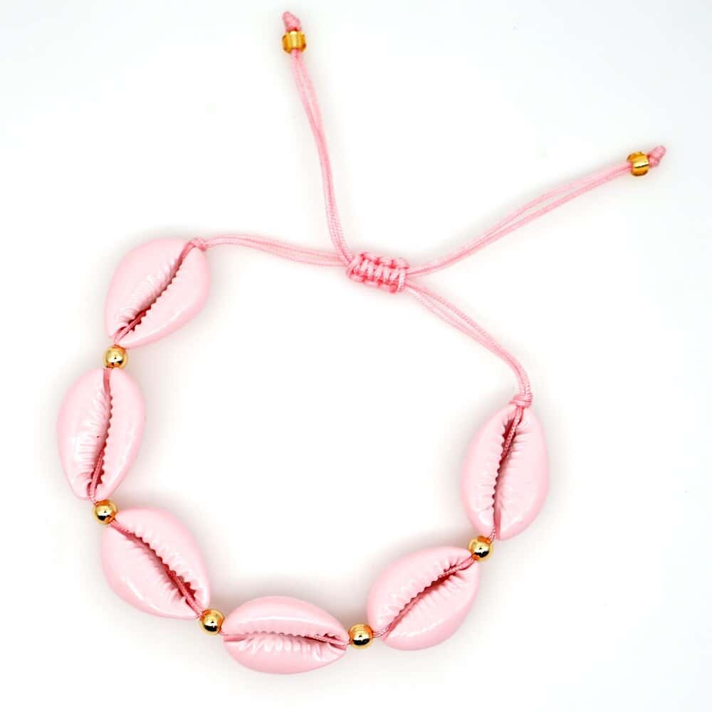 Pulsera Conchas Caracola Rosa Pastel